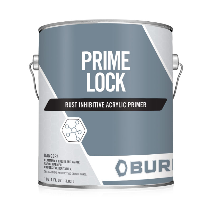 Corrosion Resistant Single Component Metal Primer PrimeLock™ 7169. PrimLock 7169 is a water-based, low VOC, single component, rust inhibitive acrylic primer. With a gray finish, this metal primer renders excellent water-resistance and corrosion-resistance for most metal surfaces.